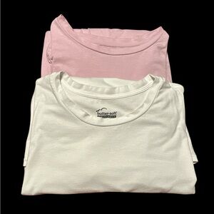 Butter Soft Womens Long‎ Sleeve Tees in Pink and White Set of 2 size 3X